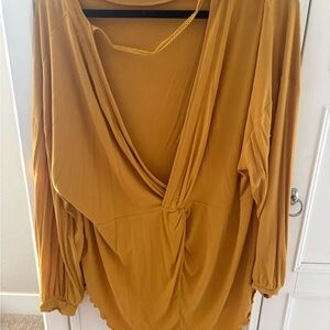 FP Movement by Free People Mustard Draped Blouse
